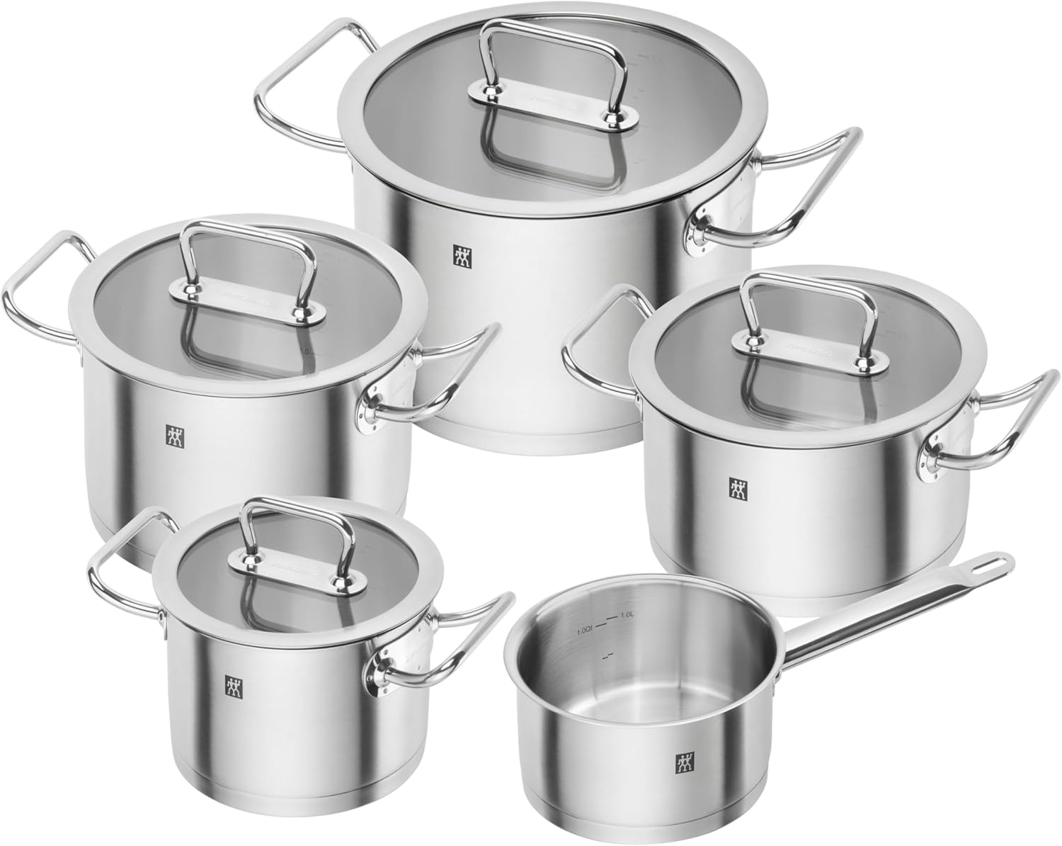 سرویس قابلمه 5 پارچه زولینگ آلمان zwilling Pro با درب شیشه‌ای