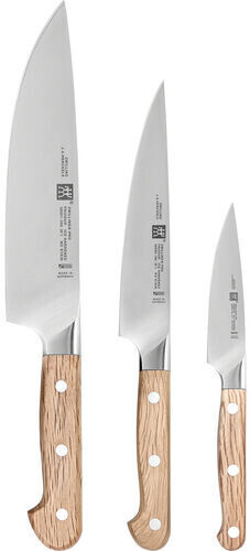 ست چاقو آشپزخانه 3 پارچه zwilling Pro Wood | مدل حرفه‌ای با دسته‌های چوبی طبیعی