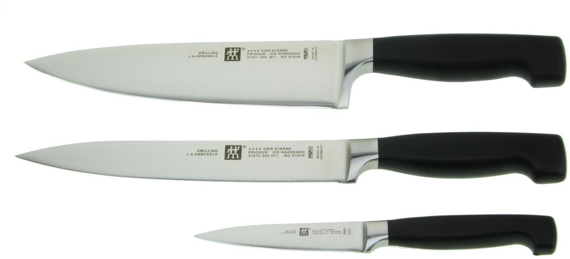 ست چاقو آشپزخانه 3 پارچه zwilling Vier Sterne | مدل 35290-003 با تیغه‌های فولادی FRIODUR® و طراحی ارگونومیک